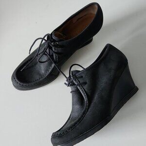 LAUREN RALPH LAUREN | Denver Nubuck Boots Wedges Charcoal Gray Sz 8B